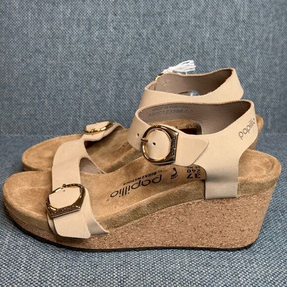 Birkenstock SOLEY Sandcastle nubuck Wedge Sandal women’s size 6 new - Picture 6 of 10